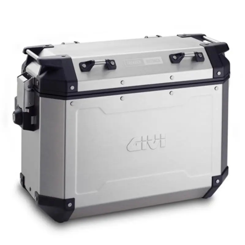 Stříbný pravý kufr GIVI Trekker Outback hliníkový (Monokey boční), objem 37 ltr. OBKN 37AR Gratis Retour