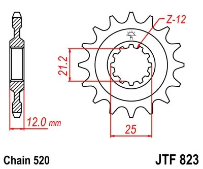 Železné řetězové kolečko JT Sprockets JTF 824-12 Husqvarna Korting