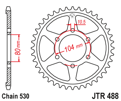 Alleen Vandaag Železná řetězová rozeta JT Sprockets JTR 488-44 Kawasaki