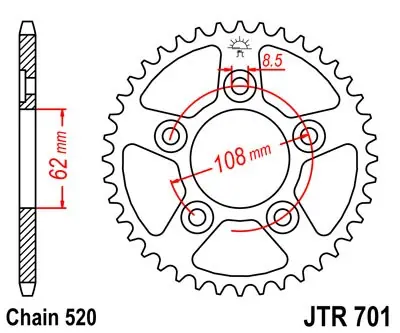 Železná řetězová rozeta JT Sprockets JTR 701-39 Cagiva/ Aprilia Bestel Nu
