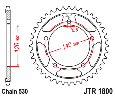 Beste Prijs Železná řetězová rozeta JT Sprockets JTR 1800-44 Suzuki/Triumph