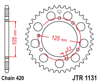 Železná řetězová rozeta JT Sprockets JTR 1131-53 Yamaha/Peugeot/Derbi Populair