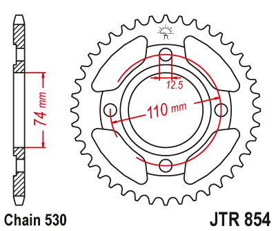 Bestel Nu Železná řetězová rozeta JT Sprockets JTR 854-36 Yamaha