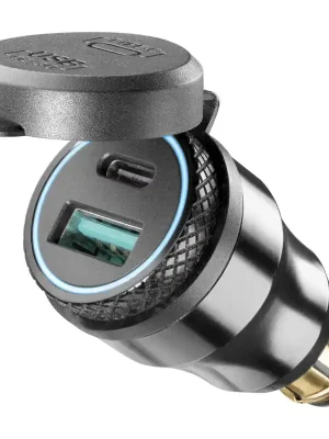 Flitsaanbieding Motocyklový DIN adaptér Interphone USB/USB-C výstupem černá