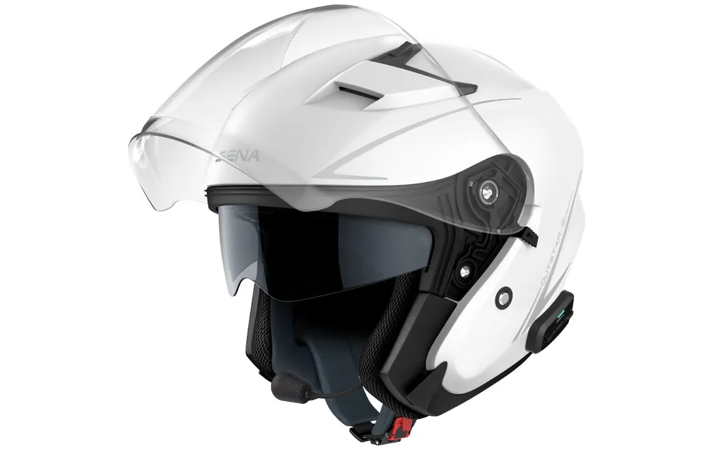 Otevřená moto přilba s headsetem Sena OUTSTAR S bílá L (59/60) Koop Vandaag
