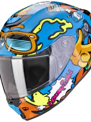 Hoge Kwaliteit Dětská moto přilba Scorpion EXO-JNR AIR Fun modrá/oranžová YS (48-49)
