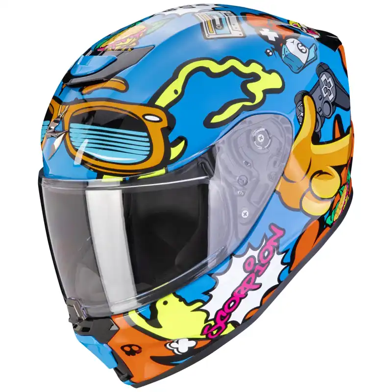 Hoge Kwaliteit Dětská moto přilba Scorpion EXO-JNR AIR Fun modrá/oranžová YS (48-49)