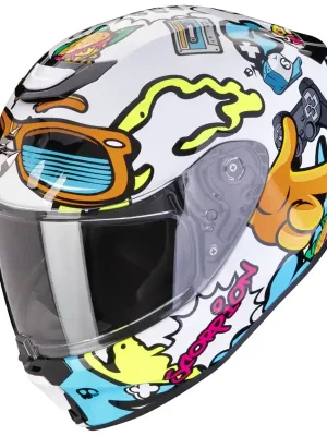 Dětská moto přilba Scorpion EXO-JNR AIR Fun bílá/modrá YS (48-49) Bestseller