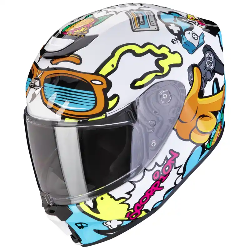 Dětská moto přilba Scorpion EXO-JNR AIR Fun bílá/modrá YS (48-49) Bestseller