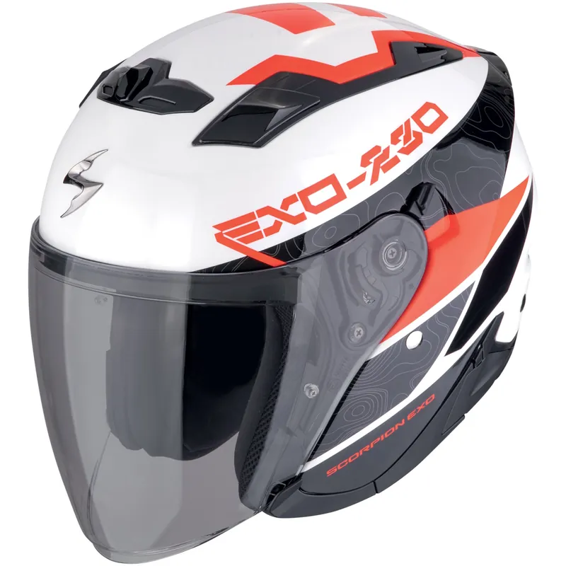 Flitsaanbieding Otevřená moto přilba Scorpion EXO-230 Band bílá/černá/červená M (57/58)