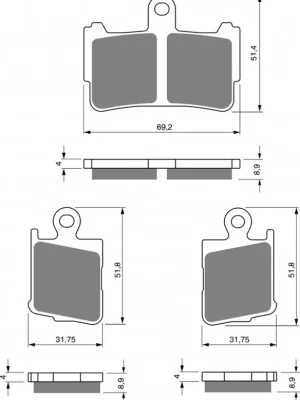 Fabrieksprijs Brzdové destičky GOLDFREN 298 S33 STREET FRONT (1 set = 2pcs small/large)